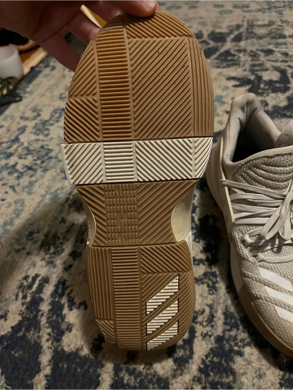 adidas Men’s Athletic Shoes in Light Gray and Cream Damien lillard 3s just dirty